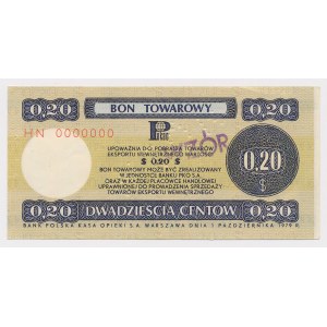 PEWEX, 20 cents 1979 - MODEL - HN 0000000 - marge droite plus large