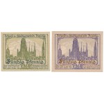 Danzig, 50 fenig 1919 - green and purple - pair (2pcs)