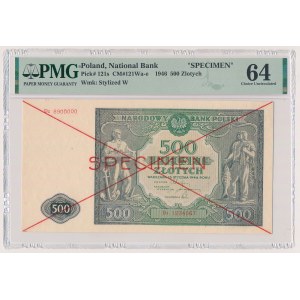 SPECIMEN 500 złotych 1946 - Dz 1234567 / 8900000 - wzór serii zastępczej