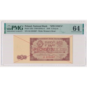 SPECIMEN 5 zloty 1948 - AL 1234567
