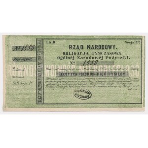 Powstanie Styczniowe, Obligacja tymczasowa 5.000 złotych 1863