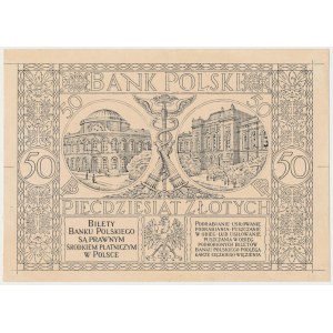 50 zloty 1925/29 - proof print of the reverse