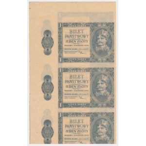 1 gold 1938 Chrobry - runner-up - uncut 3 pieces