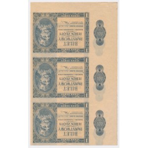 1 gold 1938 Chrobry - runner-up - uncut 3 pieces