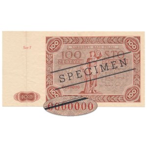 100 złotych 1947 - SPECIMEN - Ser.F 0000000 - rzadkość