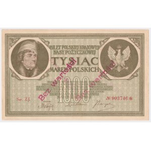 1.000 mkp 1919 Maj - Ser.ZJ - z nadrukiem BEZ WARTOŚCI