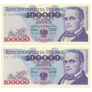 100.000 zł 1993 - R, AE - zestaw (2szt)