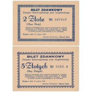Mogilno, 2 i 5 złotych 1945 - blankiety - zestaw (2szt)