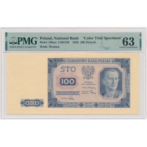 Próba kolorystyczna 100 złotych 1948 - niebieska