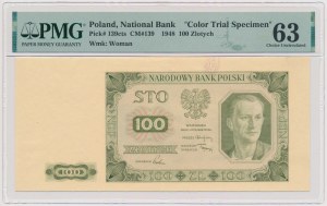 Próba kolorystyczna 100 złotych 1948 - zielona