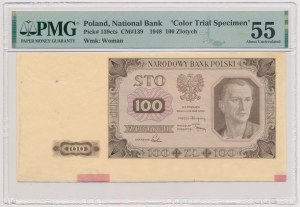 Próba kolorystyczna 100 złotych 1948 - brązowa