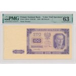 Próba kolorystyczna 100 złotych 1948 - fioletowa - rewers kolorowy