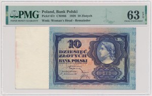 10 złotych 1928 - druk PRÓBNY - bez serii i numeracji