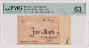 Getto w Łodzi, 2 marki 1940 - z perforacją - RZADKIE