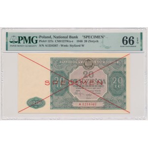 SPECIMEN 20 zlotych 1946 - A 1234567 / 8900000