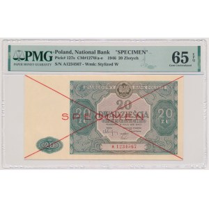 SPECIMEN 20 zlotys 1946 - A 1234567 / 8900000