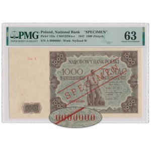 1,000 gold 1947 - SPECIMEN - Ser.A 0000000 - rare