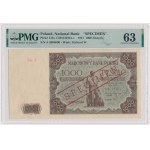 1,000 gold 1947 - SPECIMEN - Ser.A 0000000 - rare