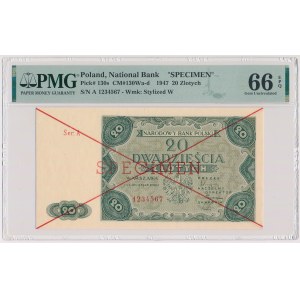 SPECIMEN 20 zloty 1947 - A 1234567