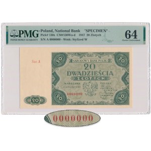 20 zloty 1947 - SPECIMEN - Ser.A 0000000 - ACCEPTED pattern