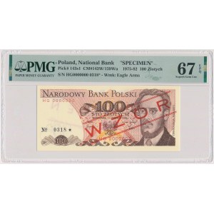 100 złotych 1982 - WZÓR - HG 0000000 - No. 0318