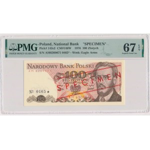 100 złotych 1976 - WZÓR - AM 6209071 - SPECIMEN na awersie