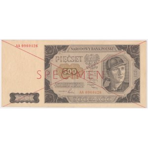 SPECIMEN 500 zloty 1948 - AA