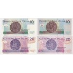 10 and 20 gold 1994 and 2012 - AA and YB - set (4pcs)