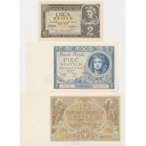 2, 5 i 10 złotych 1929-1936 - zestaw (3szt)