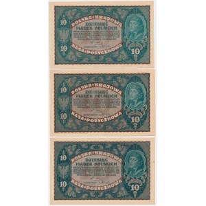 10 mkp 1919 august - rôzne odrody a série (3ks)