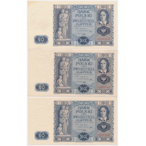 20 gold 1936 - AJ, CI, DA - set (3pcs)