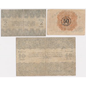 Poznań, 50 fenig, 2 and 10 marks 1919 - set (3pcs)
