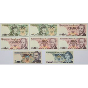 50 - 1.000 złotych 1982-1988 - zestaw (8szt)