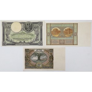 50, 100 a 500 zlotých 1919-1932 - sada (3ks)