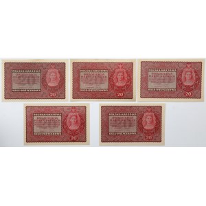20 mkp 1919 August - different varieties and series (5pcs)