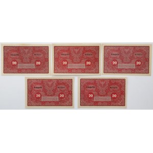 20 mkp 1919 August - different varieties and series (5pcs)
