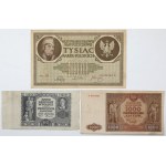 1,000 mkp, 20 and 1,000 gold 1919-1946 - set (3pcs)