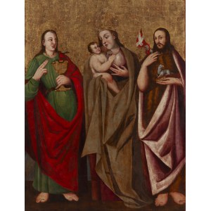 nieznany, Sacra Conversazione (Hodegetria, św. Jan i Św. Jan Chrzciciel), XVI/XVII w.