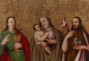 unknown, Sacra Conversazione (Hodegetria, St. John and St. John the Baptist), 16th/17th c.