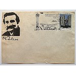 [COPY]. Printed in black ink the face of Lech Walesa, under it the signature : L.Walesa....