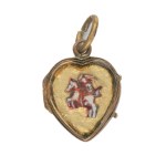 Patriotic pendant in the form of a glass heart with the Eagle and Pogo
