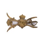 Patriotic brooch - a three-field shield with the Eagle, the Pagan and the Archangel set on a scythe, saber and a krakuska