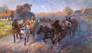 Władysław Stachowski 1852-1932, „Wyścigi zaprzęgów weselnych”