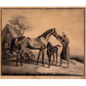 Otto Gelbke, „Kajmanka - klacz czystej krwi arabskiej ze źrebakiem”