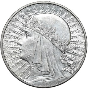 II Rzeczpospolita, 10 złotych 1932, głowa kobiety, bez znaku mennicy, Londyn