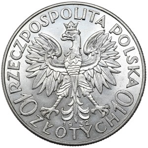 II Rzeczpospolita, 10 złotych 1932, głowa kobiety, bez znaku mennicy, Londyn