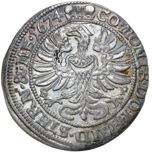 Śląsk, księstwo oleśnickie, Sylwiusz Fryderyk, 6 krajcarów 1674 SP, Oleśnica