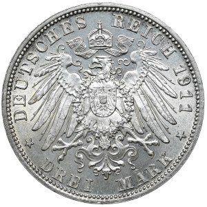 Germany, Bavaria, 3 marks 1911 D, Munich