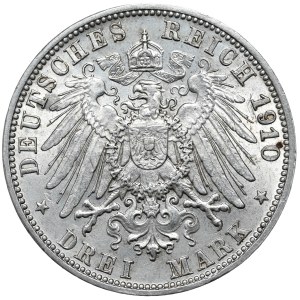 Deutschland, Württemberg, 3 Mark 1910 F, Stuttgart