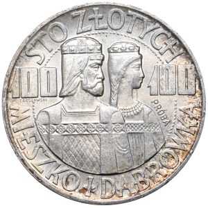 PRL, 100 złotych 1966 Mieszko i Dąbrówka, próba - półpostacie